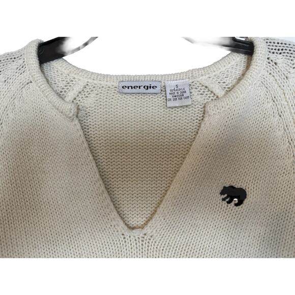 energie V Neck Cream Sweater Size Small Great... top long sleeve SKU 32 - Picture 3 of 10